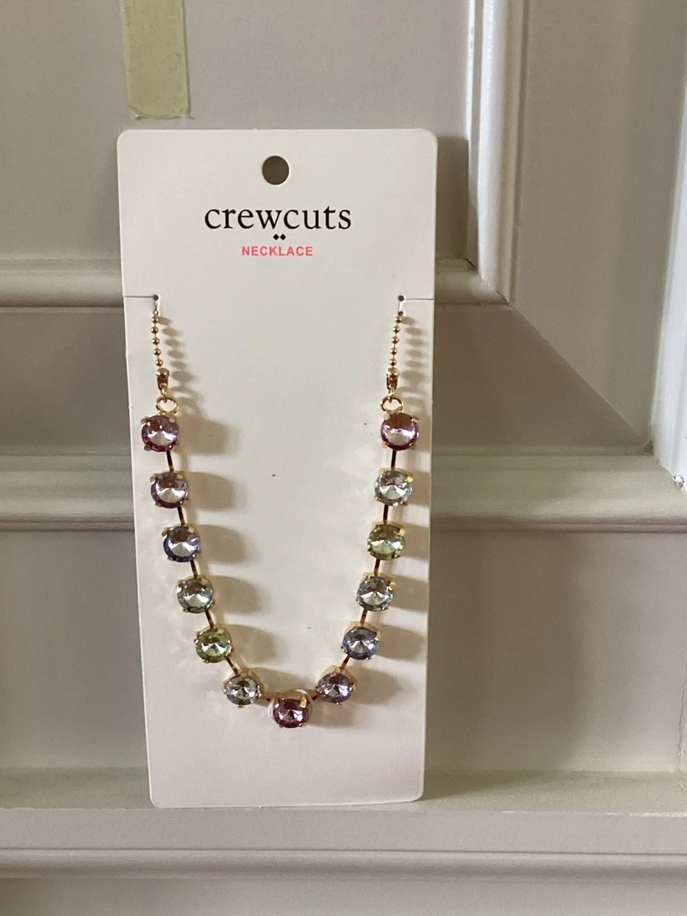 Crewcuts Pastel Multicolor Crystal Necklace in Gold Tone